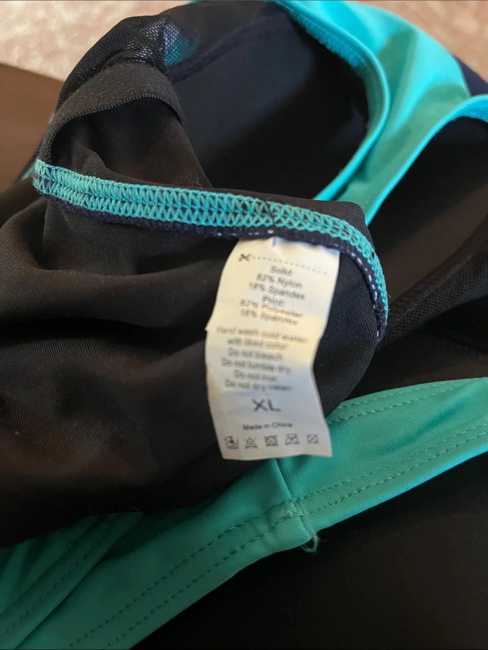 Women’s Navy and Teal Active full boy shorts Swim Suit - Picture 9 of 9